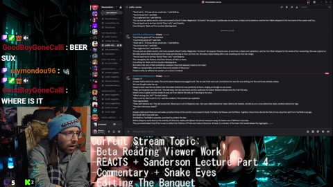 Beta Reading + REACTS + Commentary + Sanderson Part 4! Wheel of Time! Plot Q&A Biotech body horror? Isekai satire? Come for the story stay for noone knows
