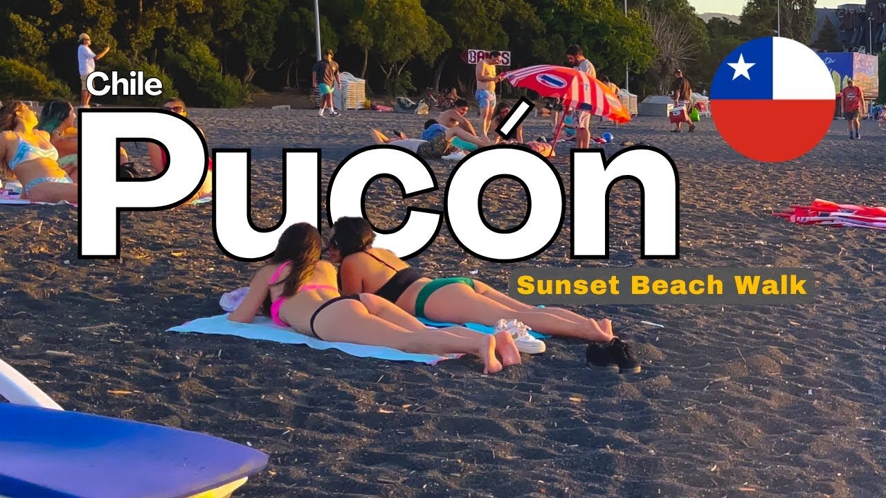PUCON 🏖️ sunset BEACH Walk☀️ | CHILE | 4K HDR |