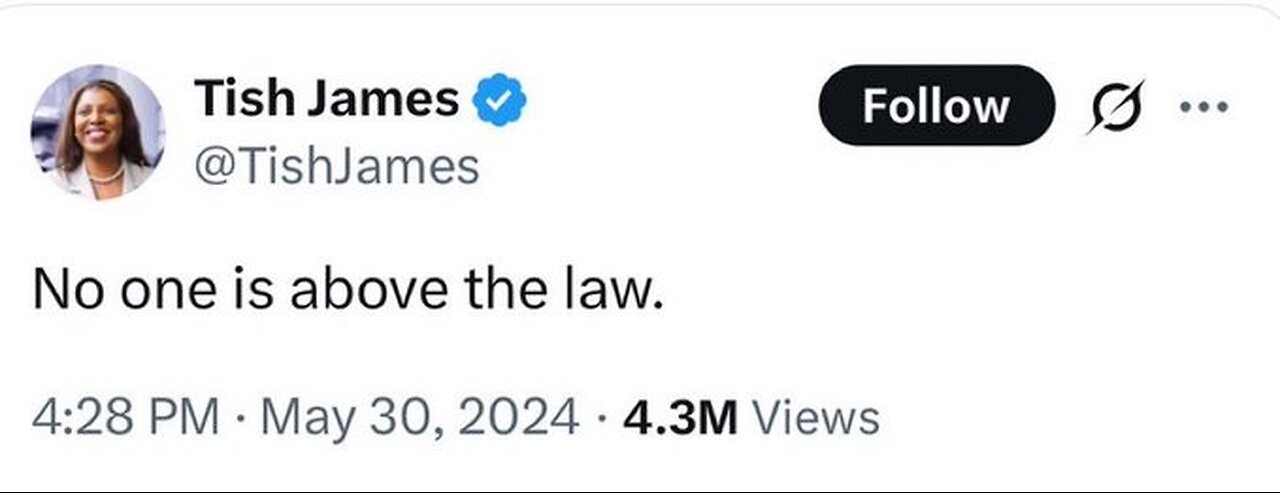 Letitia James says her indictment is the "weaponization of our justice system."