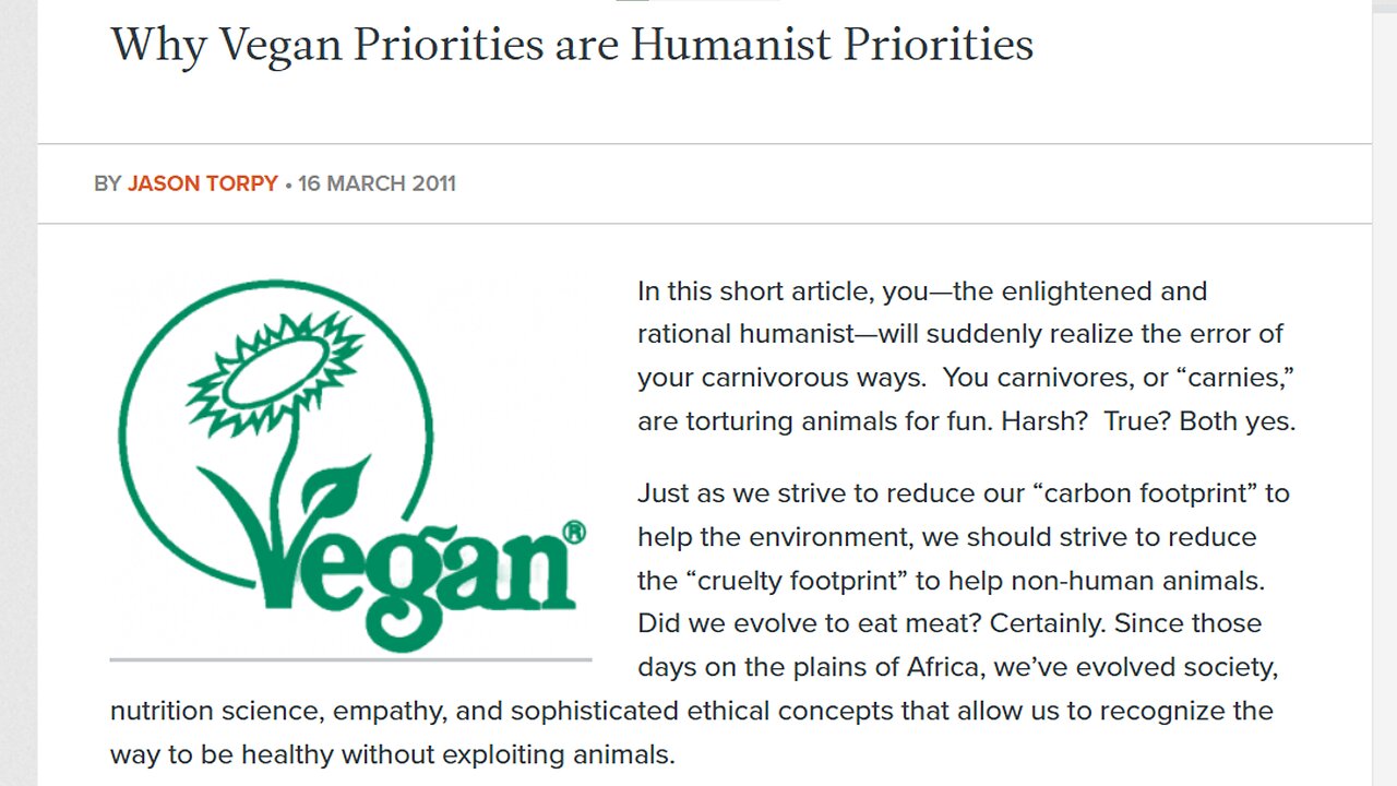 VEGAN DEATH KILL CULTS ARE AT THE TOP OF THE SECULAR HUMANISTS PRIORITIES "Look at Saturnian Sunflower in the Thumbnail"