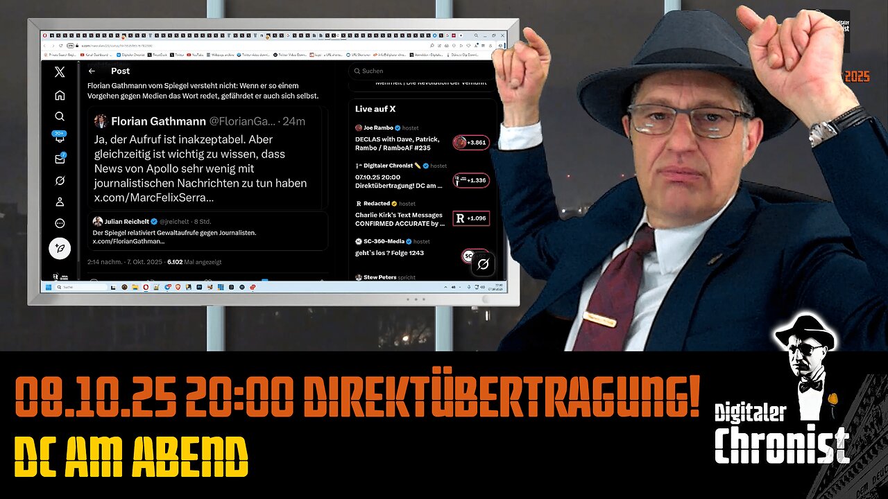 Aufzeichnung vom 08.10.25 Direktübertragung! DC am Abend