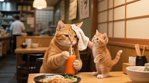 Mama Cat Works Hard at the Ramen Restaurant to Buy a Scooter for Ginger!