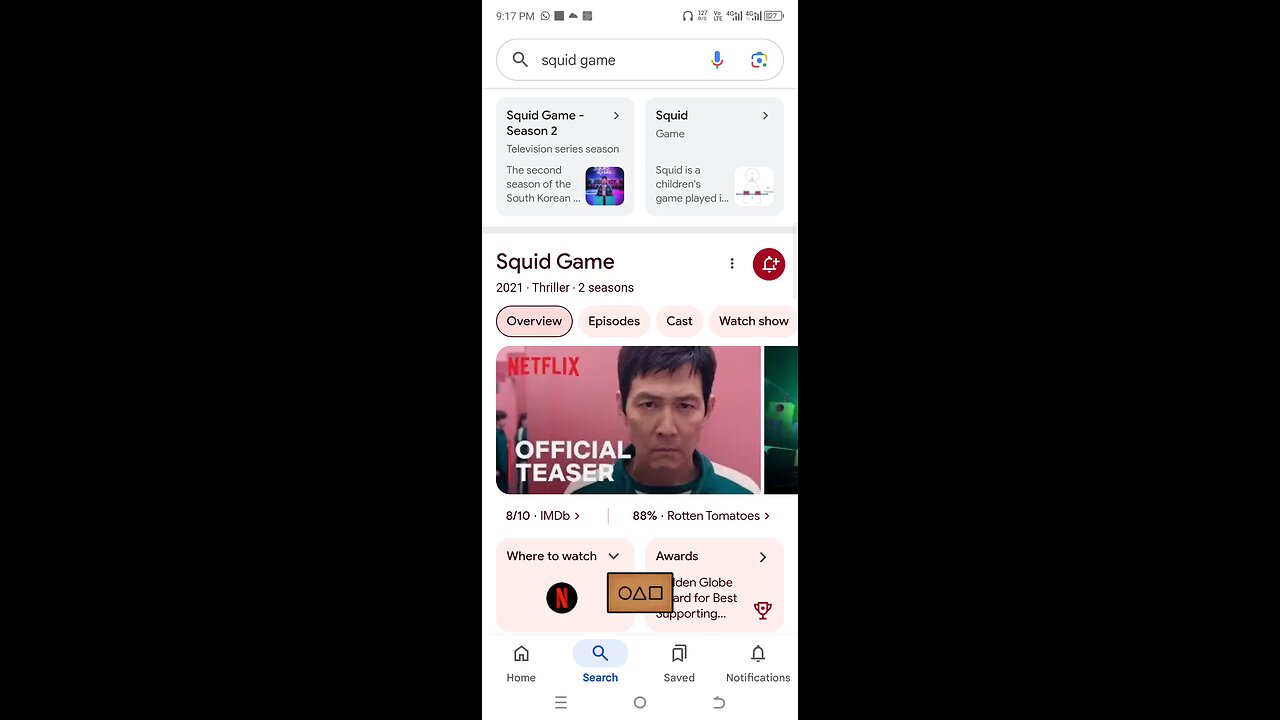 squid game playing on google chrome