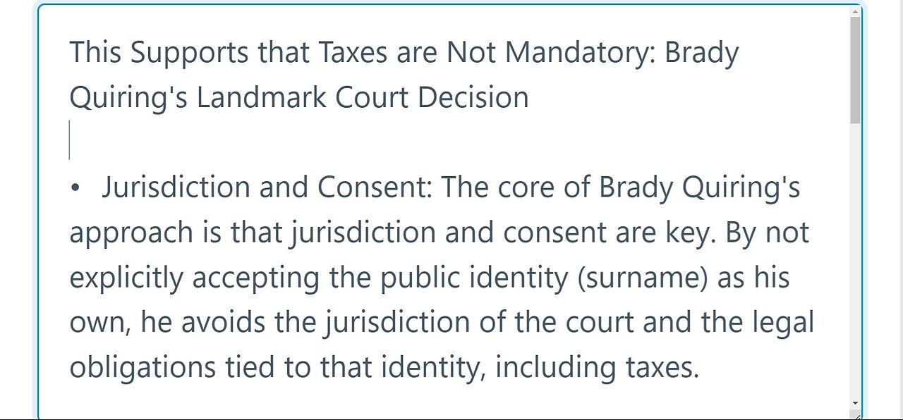 This Supports that Taxes are Not Mandatory: Brady Quiring's Landmark Court Decision