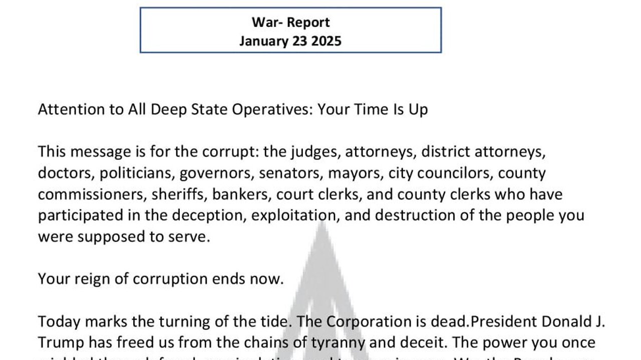 WAR REPORT - JANUARY 23 2025 - DEEP STATE OPERATIVES - GAME OVER