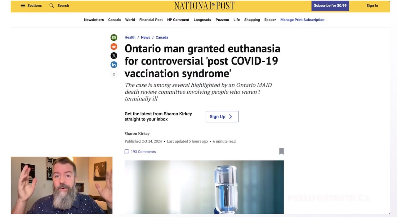 Canadian Man Granted MAID aka Euthanasia for Post COVID19 Vaccination Syndrome