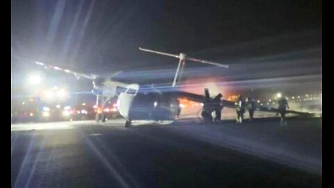 Air Canada aircraft makes crash landing at Halifax airport with damaged landing gear and ignites