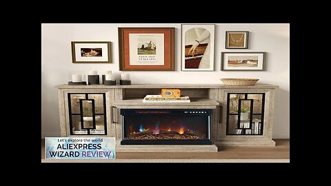 59 Inch LED TV Stand with 3-Side Glass Fireplace Modern Media Entertainment Review