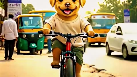 The Poor Dog's Bicycle Broke Down 🥺