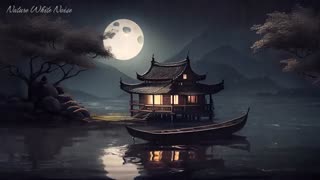 Heavy Rain is Falling down on a Hanok Traditional House at Full Moon night - Rain Sounds for Sleep