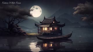 Heavy Rain is Falling down on a Hanok Traditional House at Full Moon night - Rain Sounds for Sleep