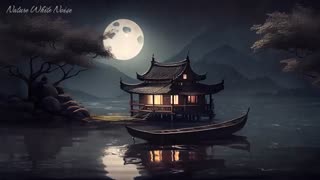 Heavy Rain is Falling down on a Hanok Traditional House at Full Moon night - Rain Sounds for Sleep