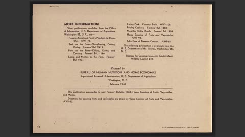 Home Canning of Meats - (1945) By USDOA | Part 3 ENG