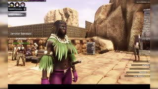 Conan Exiles, Dafari raid, farming thral,l near the sinkhole, busty boobs