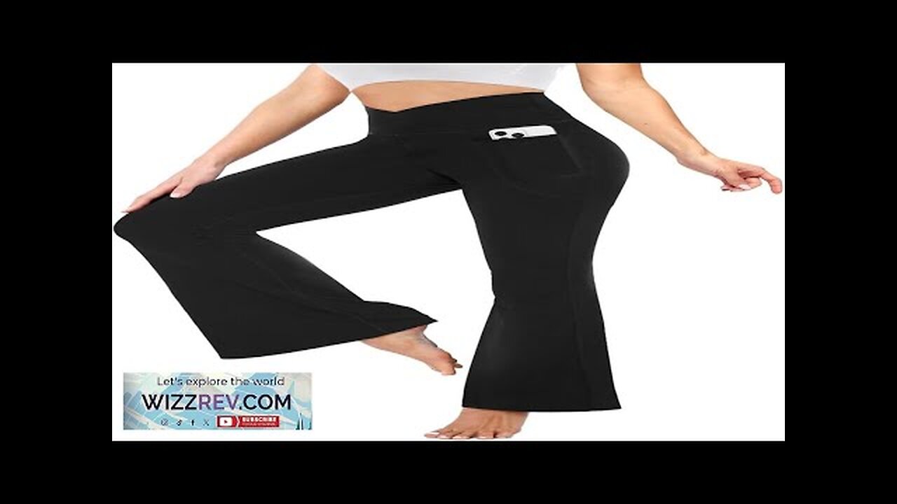 YOLIX Flare Leggings for Women with Pockets Crossover High Waisted Black Review