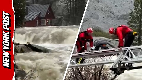 Baby rescued from flood-surrounded home in California