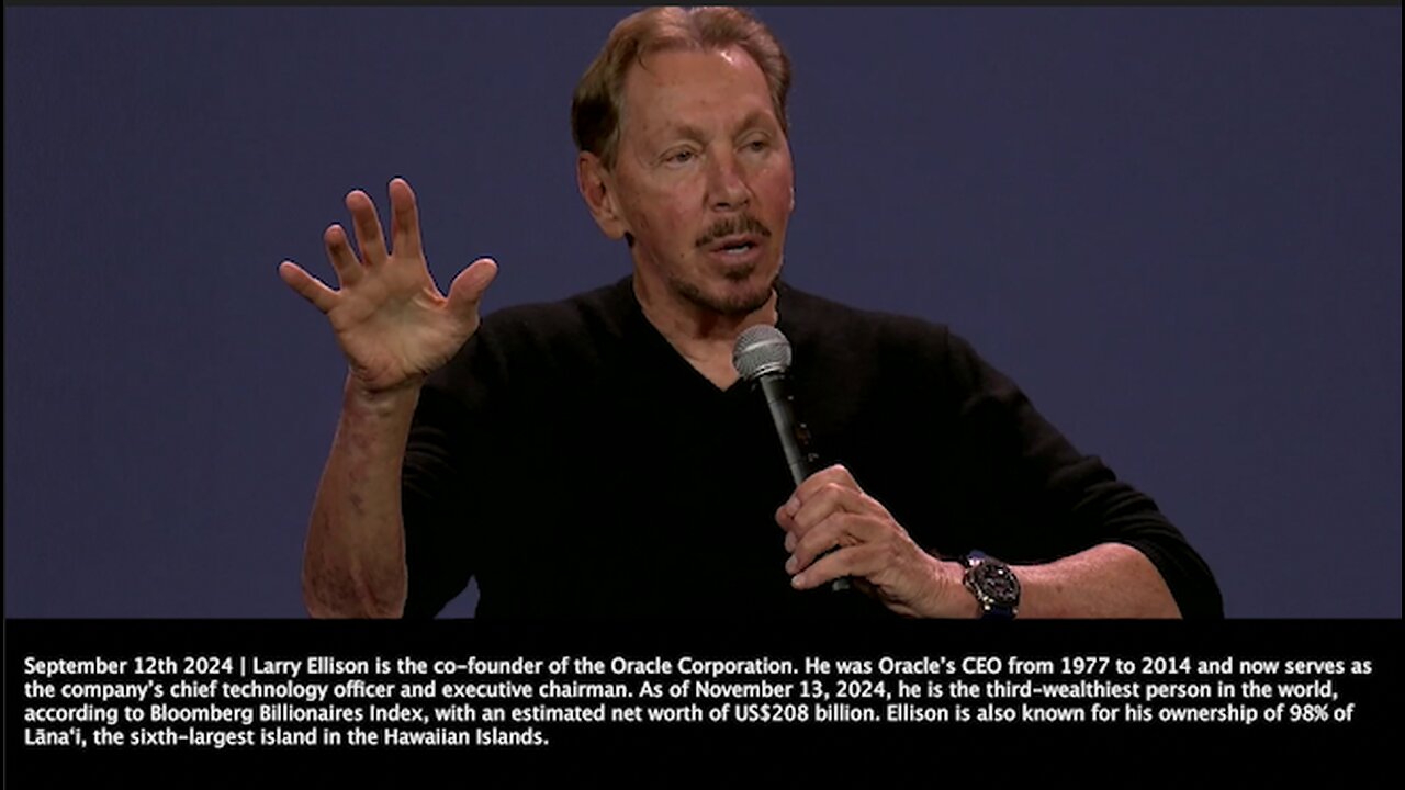 Larry Ellison | “We Use Satellite Images. We Can Find All the Farms In Kenya, All the Farms In Rwanda, All the Farms In Morocco. We Can Tell from the Satellite What They Are Growing.” - Larry Ellison (September 12th 2024)