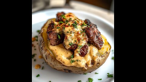 Steak bites loaded baked potatoes