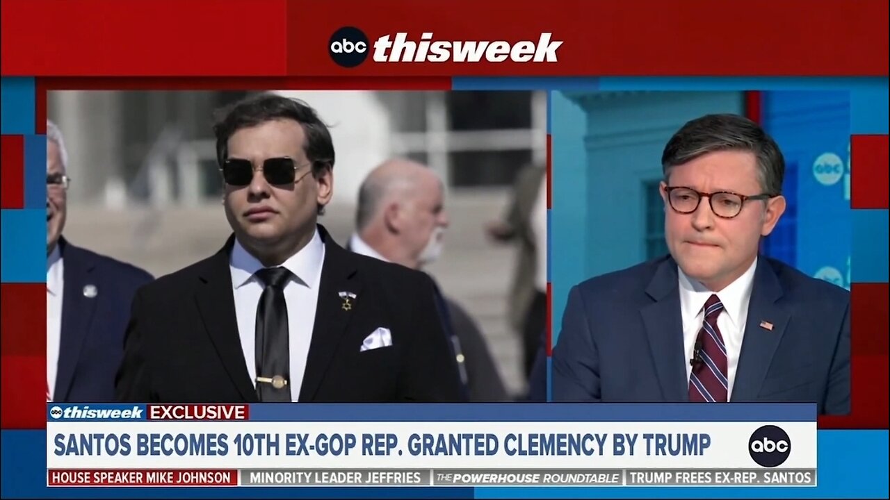 Speaker Johnson SCHOOLS ABC Host On George Santos' Clemency