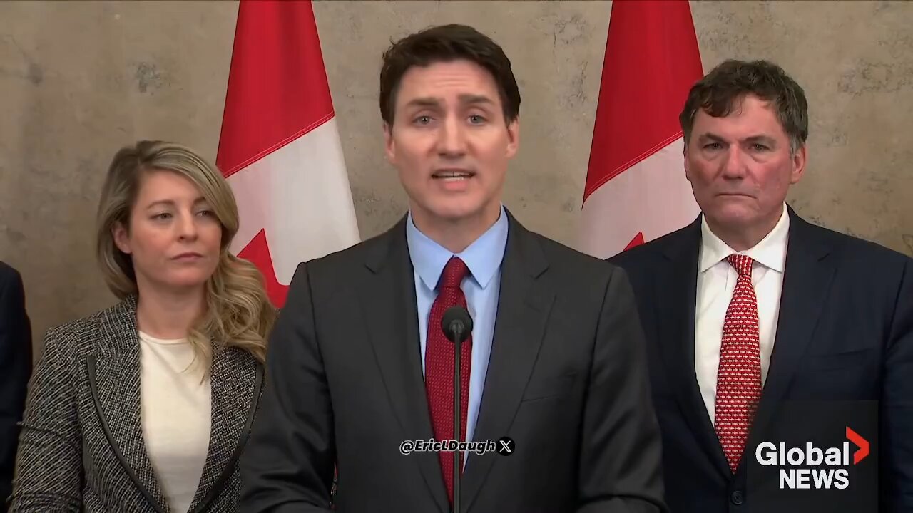 🚨BREAKING: Justin Trudeau declares a 25% tariff on U.S. imports in retaliation to Trump