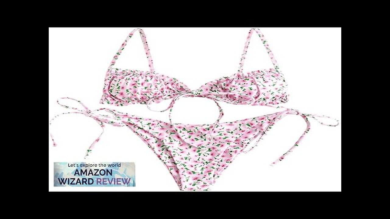 ZAFUL Women's Ditsy Floral Printed Swimsuit Underwired Knotted String Triangle Bikini High Review