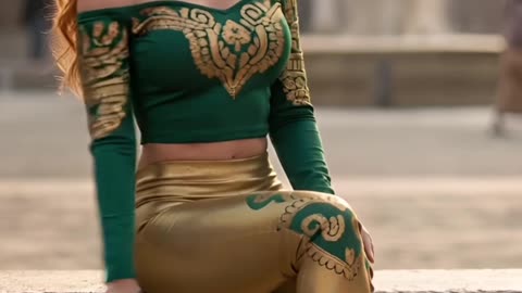 Can you believe how royal this looks? Would you rock this gold and green set too? #fashiongoals