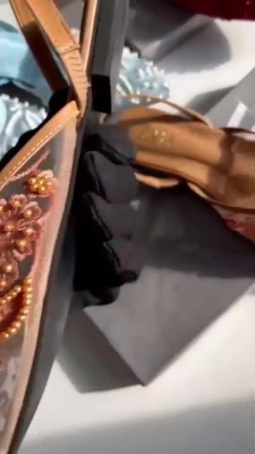 Embroidered Rose Gold Slingbacks