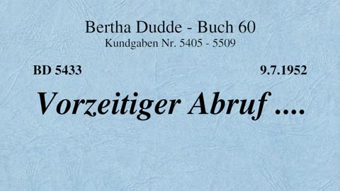 BD 5433 - VORZEITIGER ABRUF ....