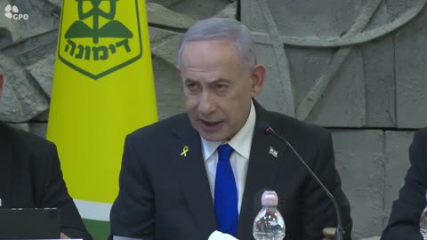 Prime Minister Benjamin Netanyahu at a government meeting in Dimona