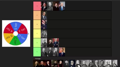 Tier List Ranking US Presidents Using A Spinner Wheel