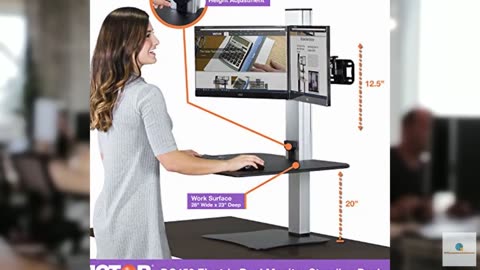 Victor High Rise Electric Dual Monitor Standing Desk Workstation, 28" X 23" X 20