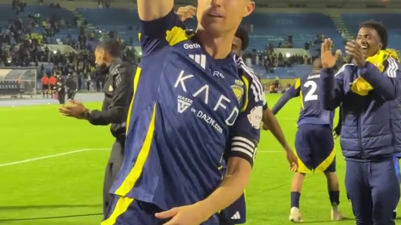 The boys celebrate a well-deserved victory witth CR7