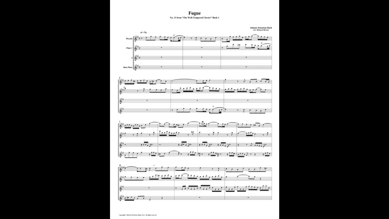 J.S. Bach - Well-Tempered Clavier: Part 1 - Prelude 13 (Flute Quartet)