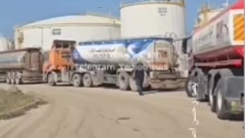 Diesel tankers at the power plant in the Gaza Strip