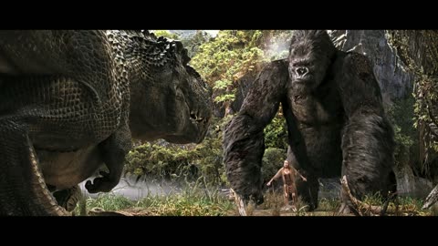 King Kong V. rex Fight in 4K HDR - Universal Pictures