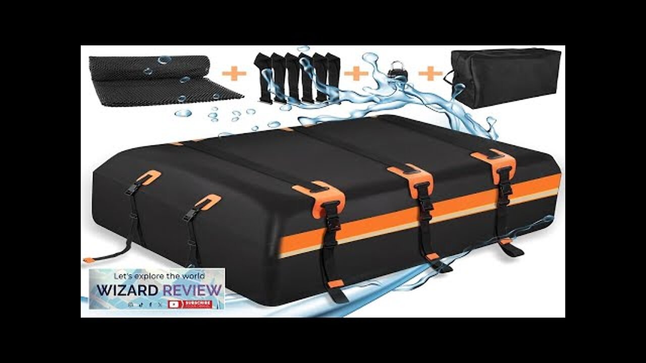 thumbnail interactive-video image 1 of 26 Cubic Foot Rooftop Cargo Bag - Waterproof Car Roof Carrier For SUVs & Cars With/Without Roof Rack 1 of 5