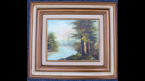 Oil Painting on Canvas by K. McCain in Wood Frame - Forested Riverbank