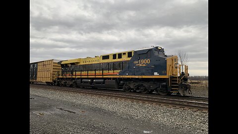 CSX train with special Heritage unit 1900 at the end