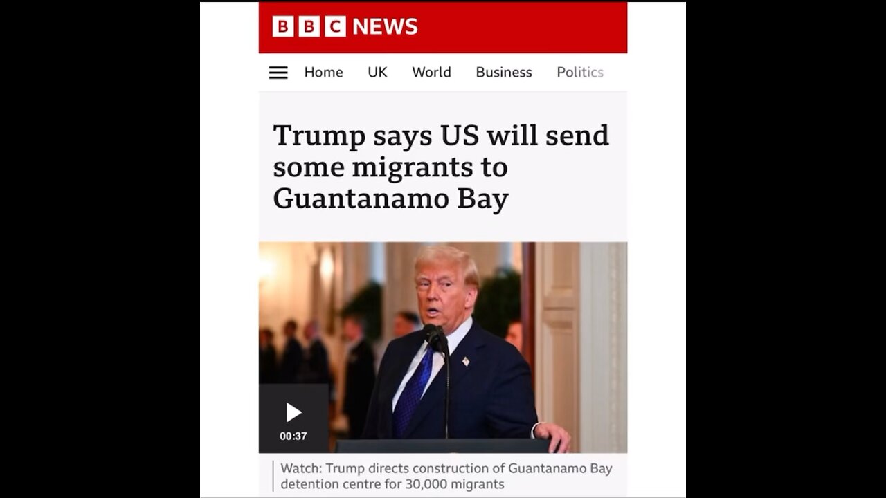 Trump states that the US will send some migrants to Guantanamo Bay