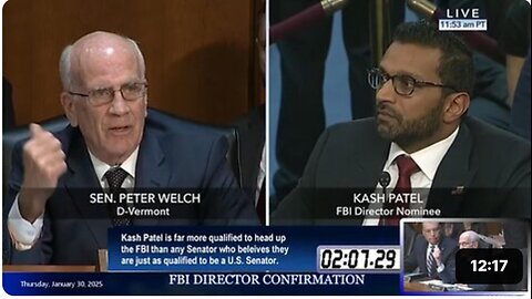 Peter Welsh at Kash Patel FBI confirmation hearing * Jan. 30, 2025