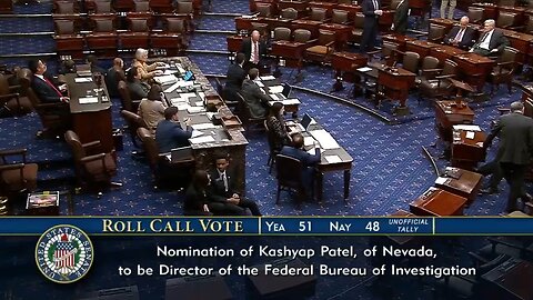 The Senate voted to confirm Kash Patel to serve as Director of the FBI.