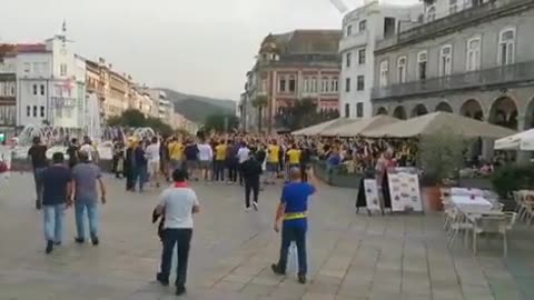 Union St Gilloise fans in Braga