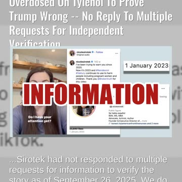 What We Know About Nicole Sirotek's Claim A Pregnant Woman Overdosed On Tylenol -- No Reply Received