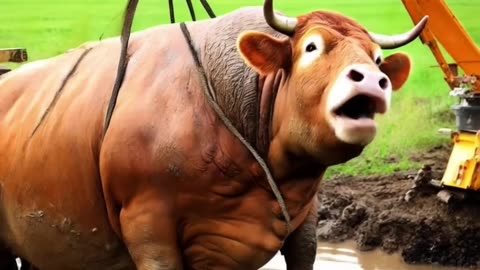 Fat Cow Stuck in Mud | Farmers Saved It | Humanity | Cow Rescue (2K_HD)