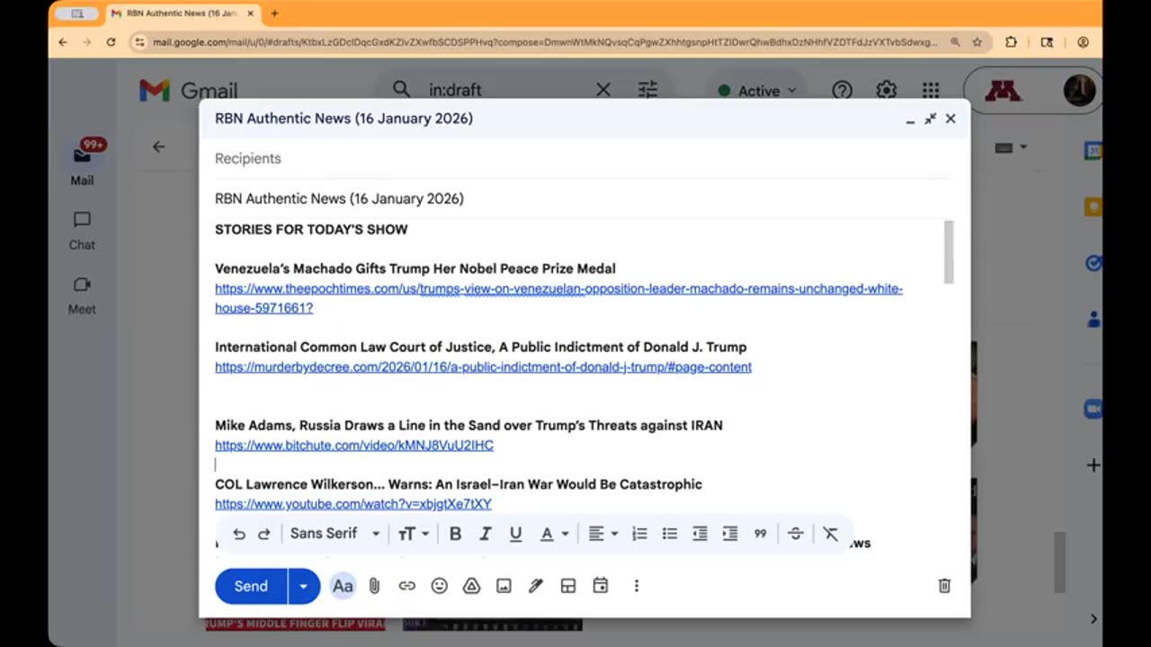 RBN Authentic News (16 January 2026)