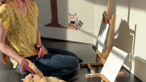 KITTEN’S FIRST 😘PAINTING LESSON