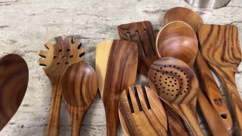 ✨ Premium Teak Wood Cooking Utensil Set – 10 PCS of Natural Perfection 🍳