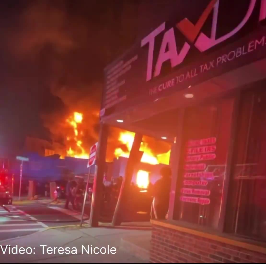 Powerful explosion causes 6-7 businesses to be burned down on Maple Avenue