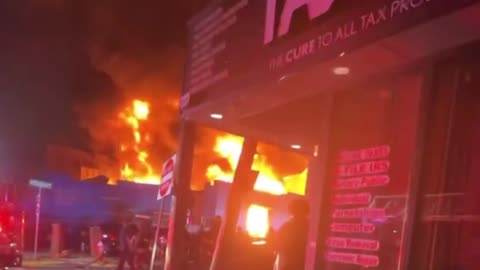 Powerful explosion causes 6-7 businesses to be burned down on Maple Avenue
