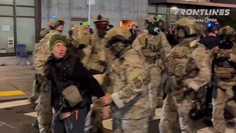 Outside of the federal ICE facility in Portland where ANTIFA members are starting